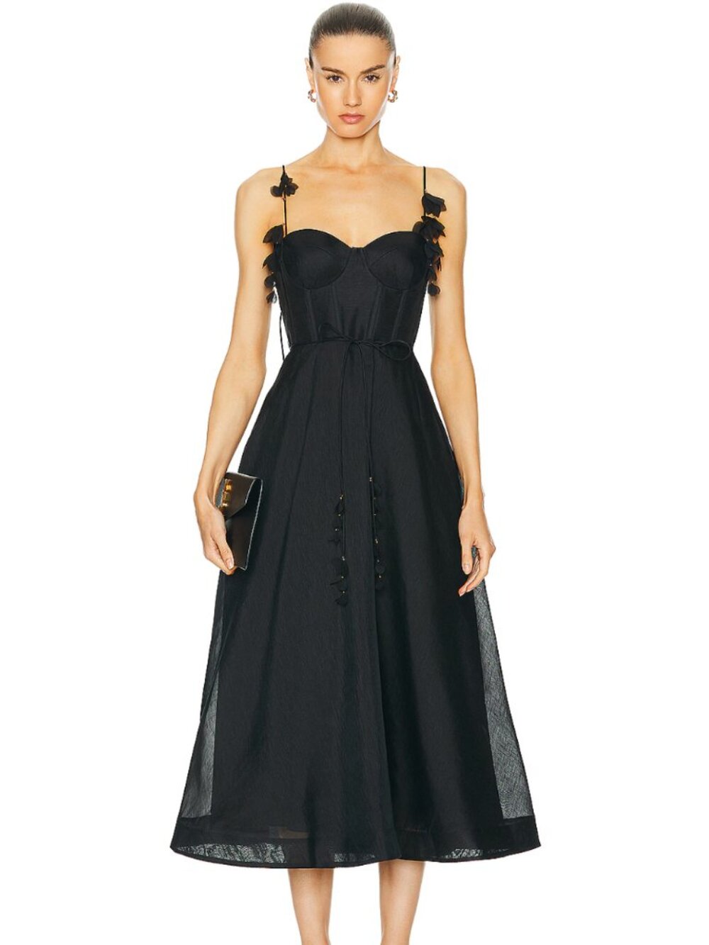 NWT Zimmerman Elegant Black Natura Midi Corset Dress